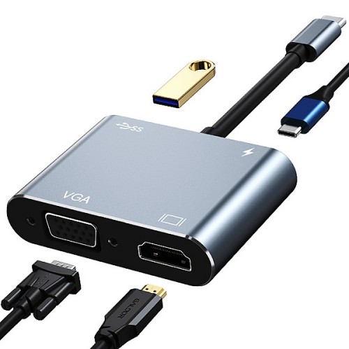 4 in 1 Type C Docking Station with HDMI USB3.0 VGA and 100W PD