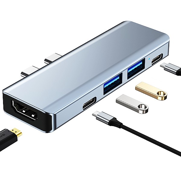 5 in 2 USB C Mac Docking Station with HDMI+USB3.0*1+USB2.0*1+PD+SD+TF