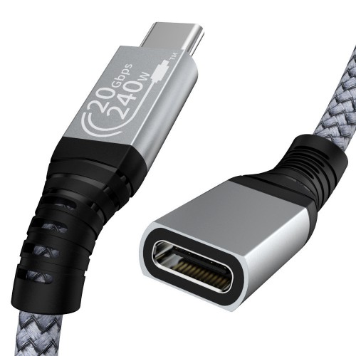 USB3.2 20G Type C Male to Female Cable with 240W Power Delivery 4K60Hz Resolution Video