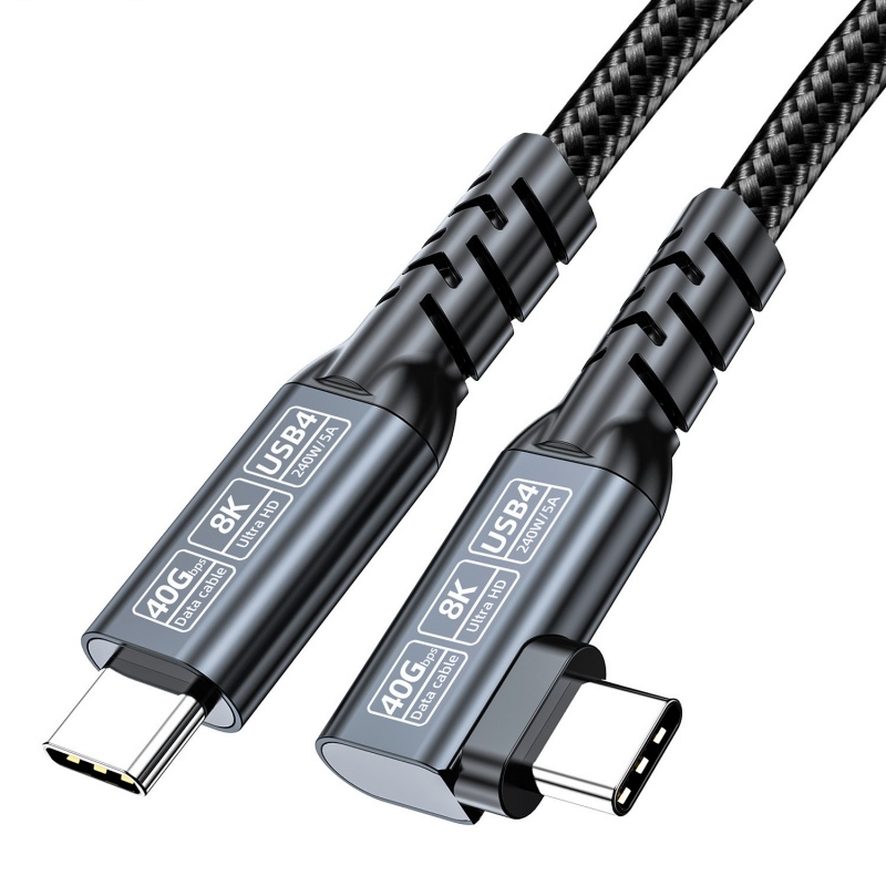 Thunderbolt4 8K Cable with 90° Right Angle Design Support 40G Data Transfer 240W Fast Charging and 8K Resolution