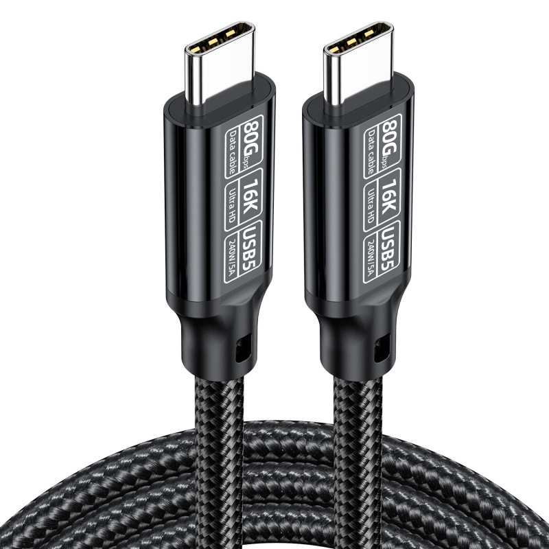 USB5 16K Full Function Cable support 240W Fast Charging 80G Data Transfer and 16K UHD Display
